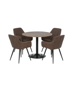 Bari-ruokapöytä ruskea/musta ja ruskeat Blake-tuolit